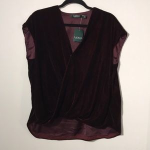 NWT Ralph Lauren velvet wrap top